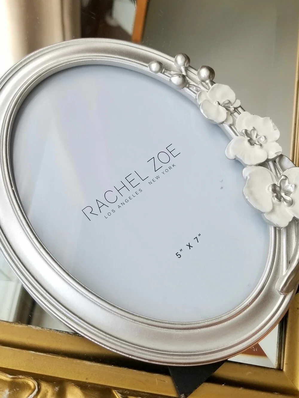 ❗Rachel Zoe Whimsical Silver White Oval Floral Picture Frame❗